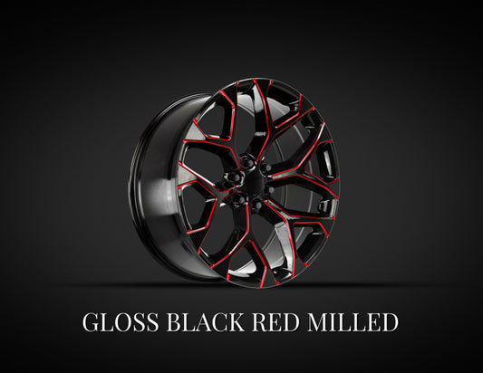 Chevrolet Truck Snowflake Gloss Black Red  Milled  Replica Wheel